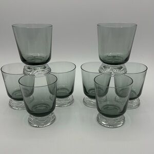 Set Of 8 Smokey Colored Juice Glasses With Clear Bottoms